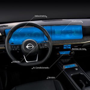 Nissan Kicks Exclusive - Kit de Películas de Proteção | Velocímetro, Tela, Botões da Tela, Volante, Câmbio e Ar Condicionado